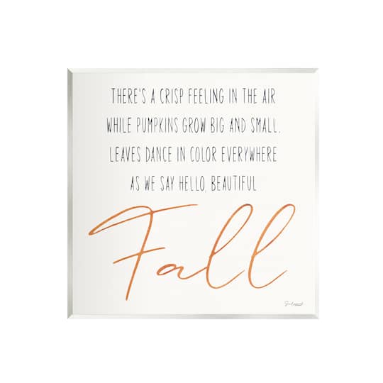 Stupell Industries Hello Beautiful Fall Uplifting Rhyme Wall Plaque Art